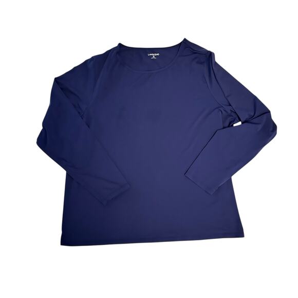 2X LONG Lands’ End SunShade UPF 50 Long Sleeve Relaxed Rash Guard Navy Swim - Picture 2 of 6